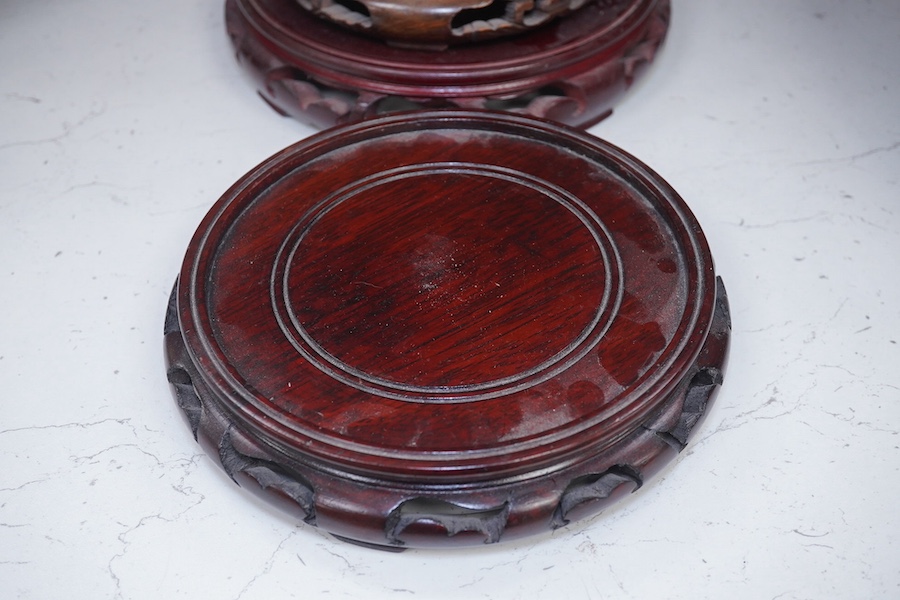 Eight assorted Chinese hardwood vase stands. Condition - fair to good